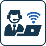 Icon showing a corporate guide ready to help