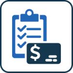 Icon showing a clipboard and dollar sign
