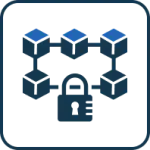 Icon showing a lock and secure data