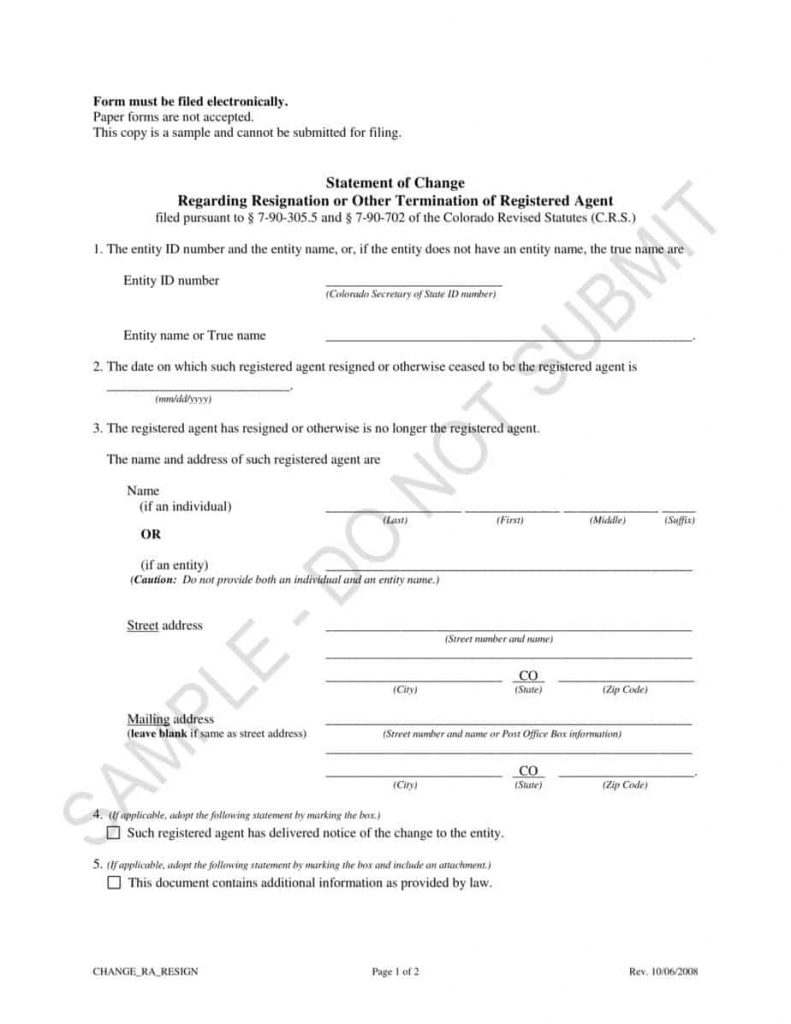 Sample Statement of Change Form