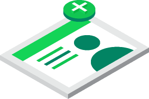 A panel showing a simplified representation of a resume with a "plus" sign above it.