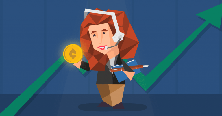 Graphic of a woman minimizing risk for her business