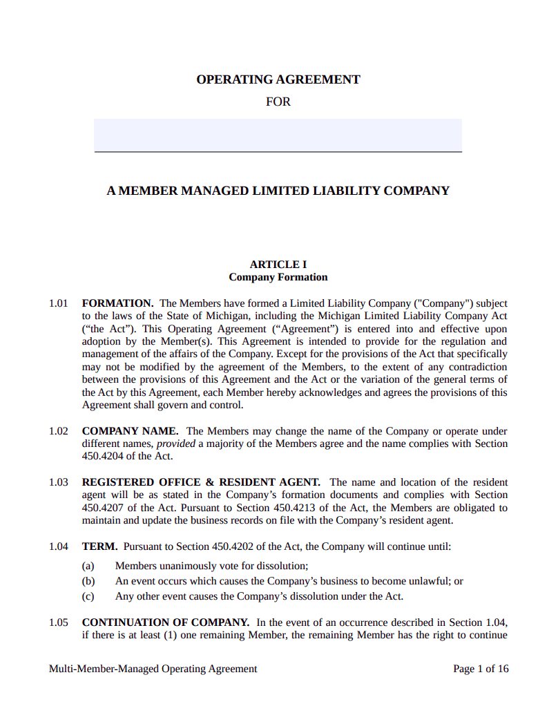 michigan-llc-operating-agreement-template-free-printable-form