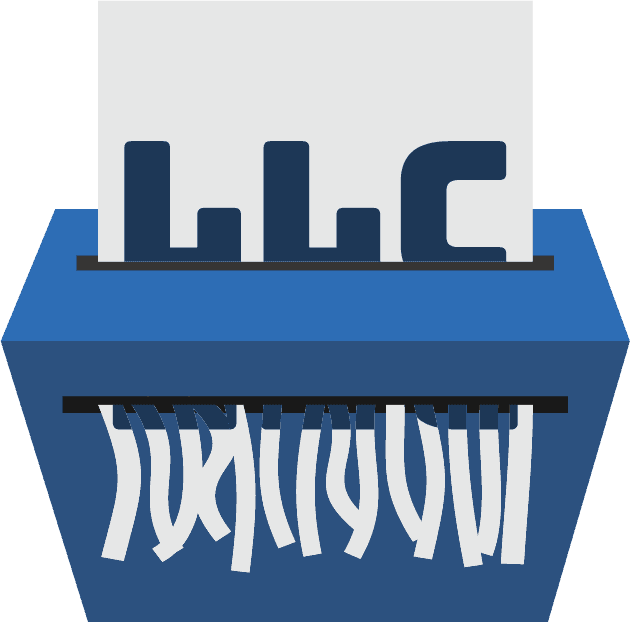 A blue shredder shredding a piece of paper with the text 