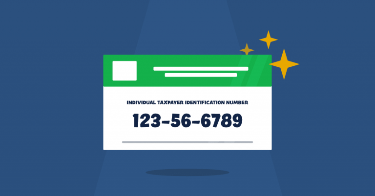 A green and white card displaying a 9 digit number, three stars above it, and displayed against a navy blue background.