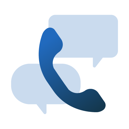 A blue telephone with two empty text boxes behind it.