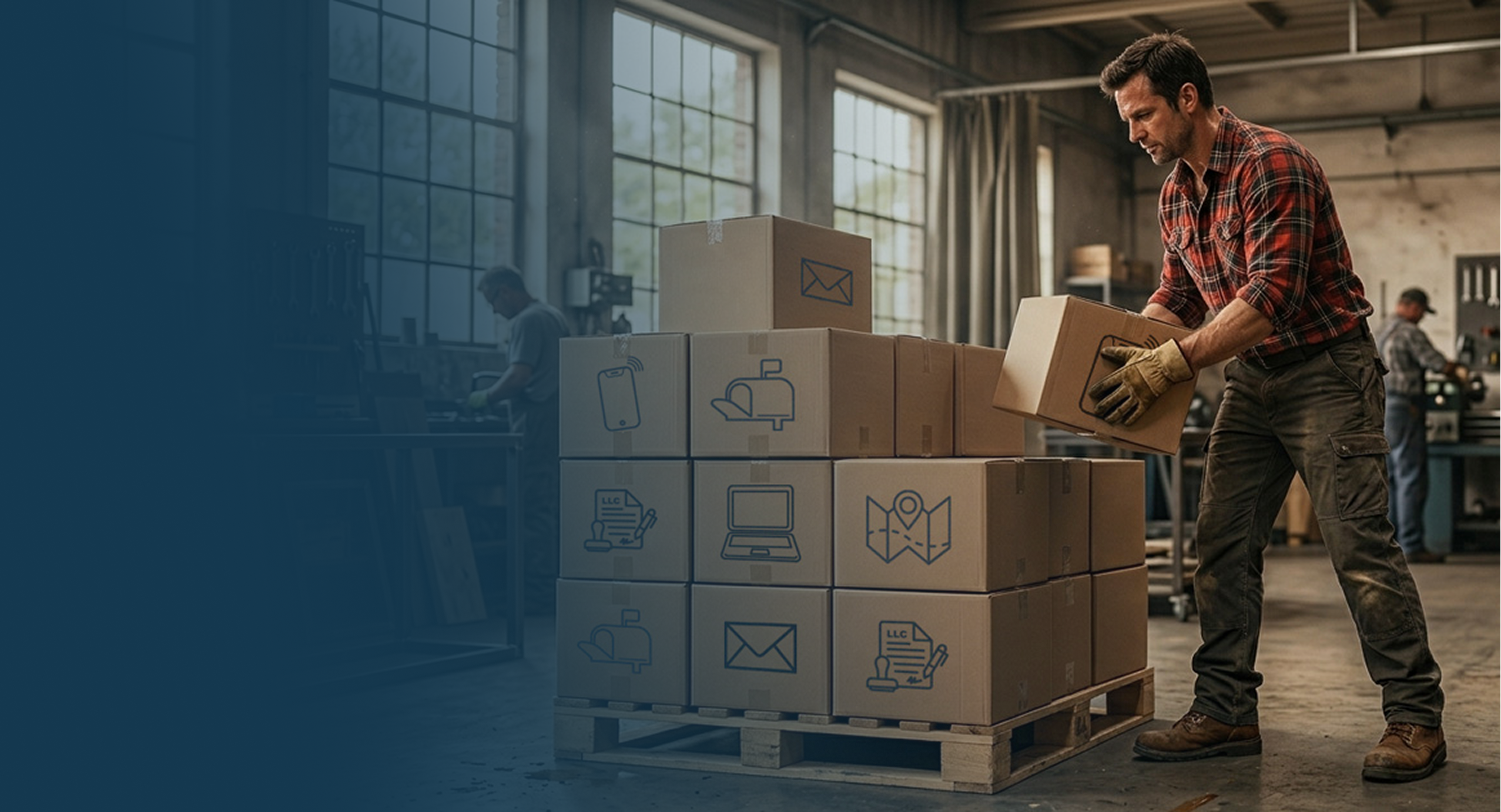 Man moving boxes for his business